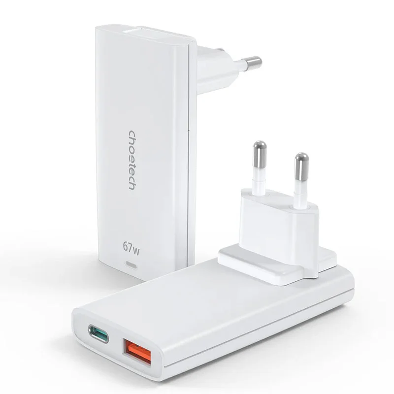Choetech PD6011 67W Dual-Port GaN Adapter (EU Plug, White)