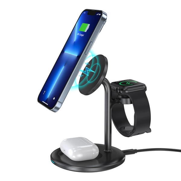 Choetech T585-F 3-in-1 MagSafe Magnetic Wireless Charging Station — White