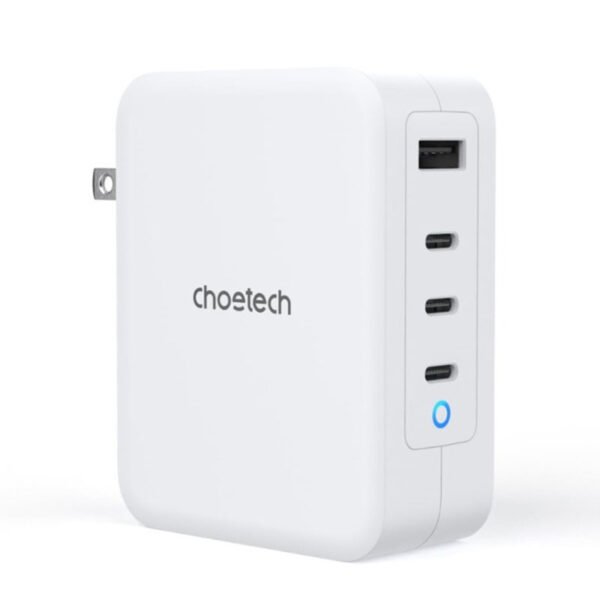 Choetech PD6001 Ultra-Fast 130 W GaN Adapter, 3× USB-C & 1× USB-A – White