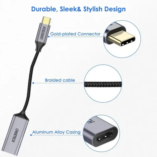 Choetech HUB-H10 USB-C to HDMI Braided Cable Adapter (4K @ 60 Hz)