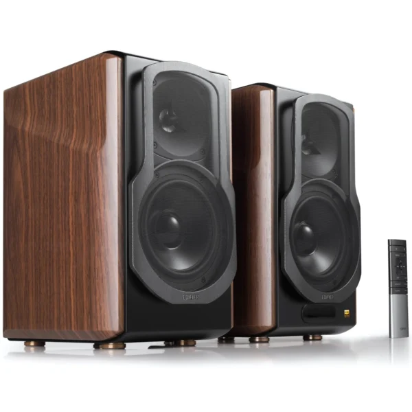 Edifier S2000MKIII Hi-Res Active 2.0 Bluetooth Bookshelf Speakers, Brown – 1 Year Warranty