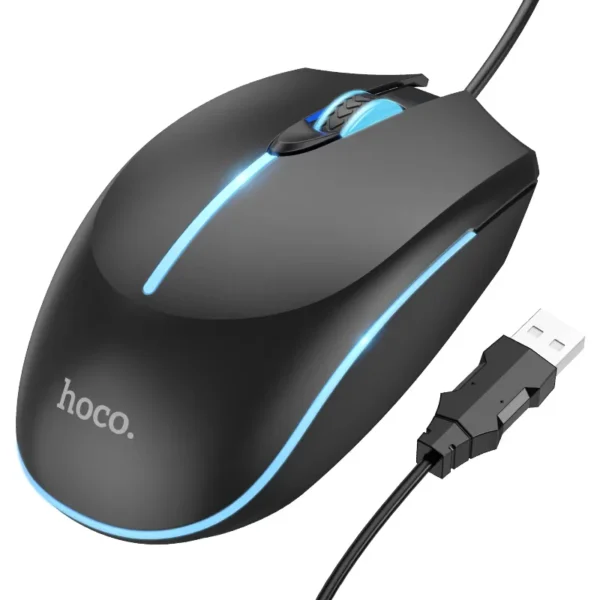 HOCO GM37 Wired Optical Gaming Mouse — Multicolor Breathing Light