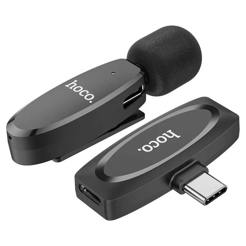 Hoco L15 Wireless Lavalier Mic — iP + Type-C, 15ms Latency