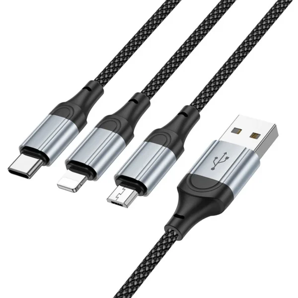 Hoco X102 Fresh 3-in-1 Cable — Lightning, Micro-USB & Type-C (1 m)