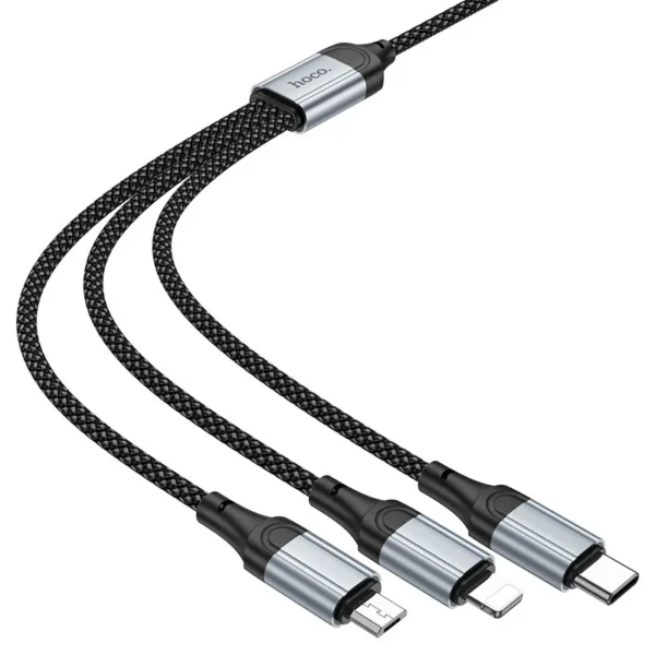 HOCO X102 3-in-1 USB Cable 1.0m — Lightning, Micro-USB & Type-C