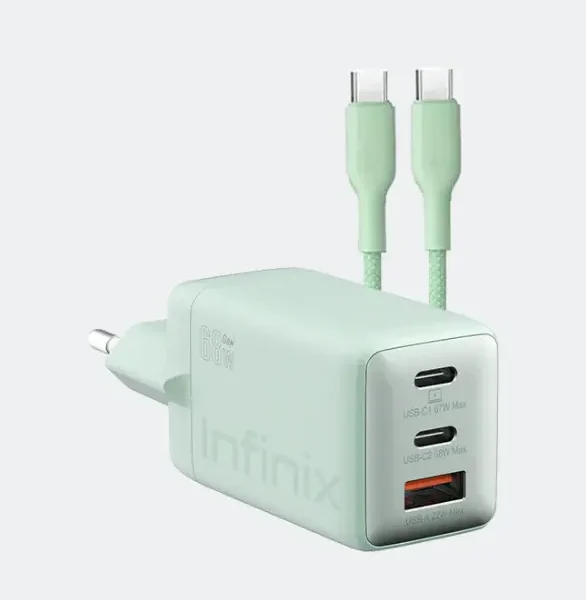 Infinix XDC95 68W GaN Charger Kit with 100W Type-C Braided Cable