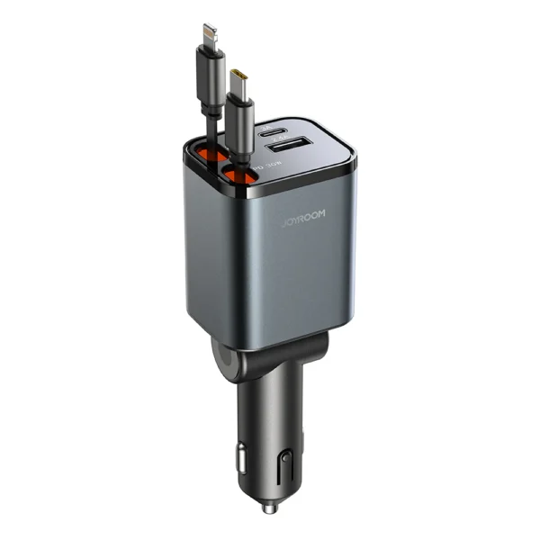 Joyroom JR-CCL05 65W 4-in-1 Retractable Car Charger with Type-C and Lightning