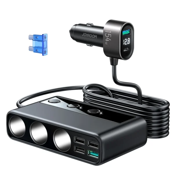 Joyroom JR-CL06 154W Car Charger — 3 Sockets, PD, QC3.0 & 4 USB Ports