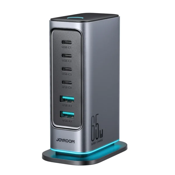 Joyroom JR-TCM02 65W GaN Multi-Port Charger – Dark Gray