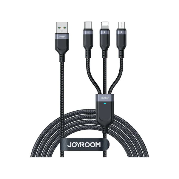 Joyroom S-A18 Multi-Use 3-in-1 USB Cable (Lightning + USB-C + Micro), 3.5A – 30cm