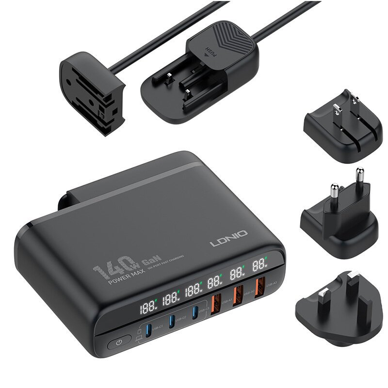 Ldnio A6140C GaN 140W Desktop Charger – 6-Port LED Display