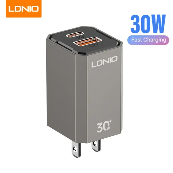 Ldnio A2527C 30W Foldable Fast Charger with USB-A to USB-C Cable