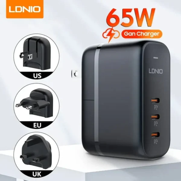 Ldnio Q367 65W GaN Fast Charger with USB-C to USB-C Cable