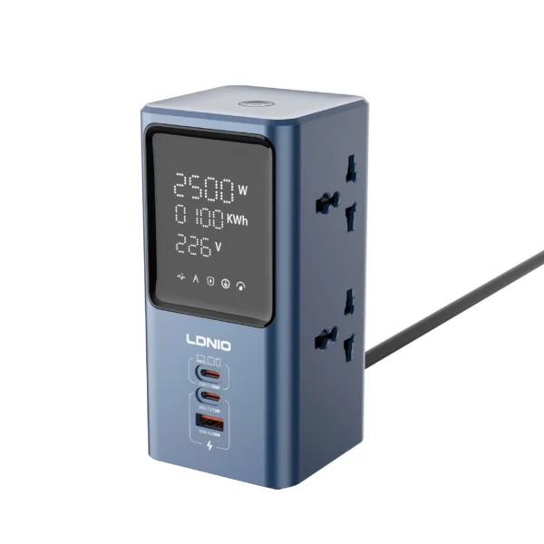 Ldnio SC2 45W Desktop LED Power Strip — 2500W, 2 USB-C + USB-A