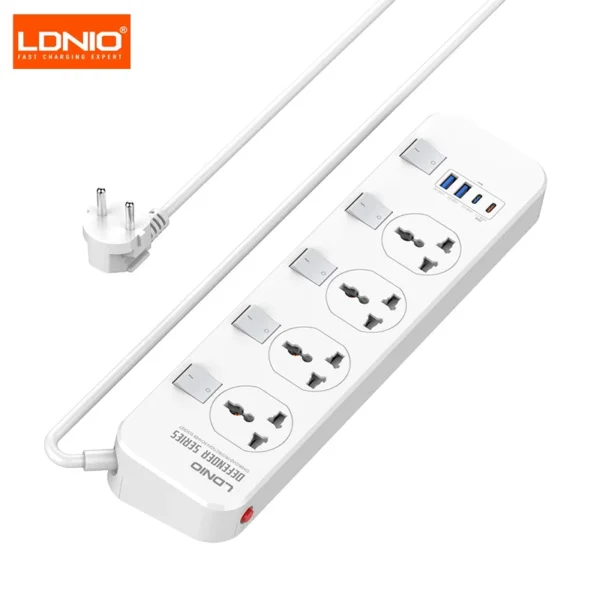 LDNIO SC4408C Desktop Power Strip – 4 Outlets, 4 USB, 2 m Cord