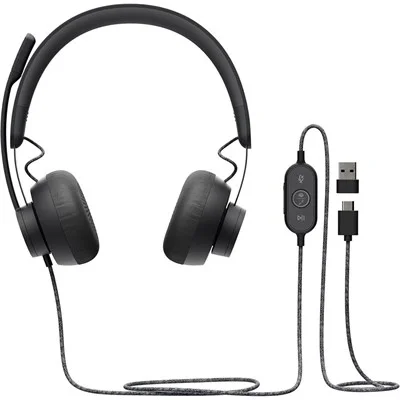 Logitech ZONE Wired USB-C Headset with USB-A Adapter for Teams