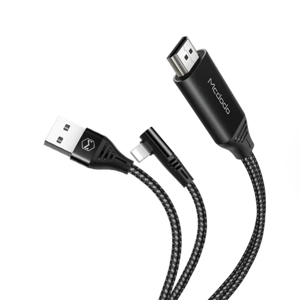 Mcdodo CA-6400 Lightning to HDMI Cable — 4K 60fps, 90° Connector, 2m Nylon Braided