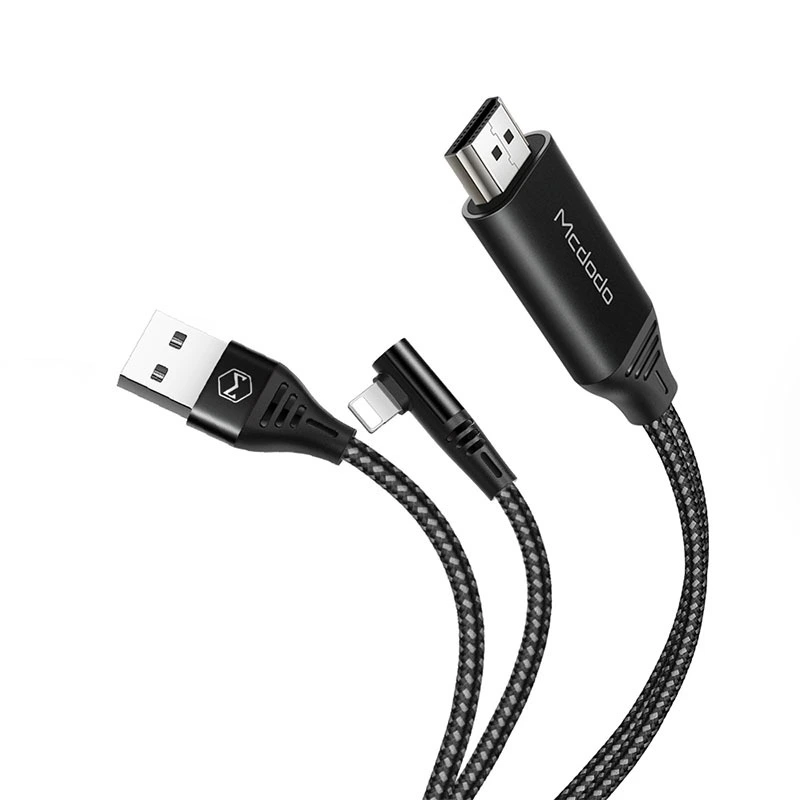 Mcdodo CA-6400 Lightning to HDMI Cable — 4K 60fps, 90° Connector, 2m Nylon Braided