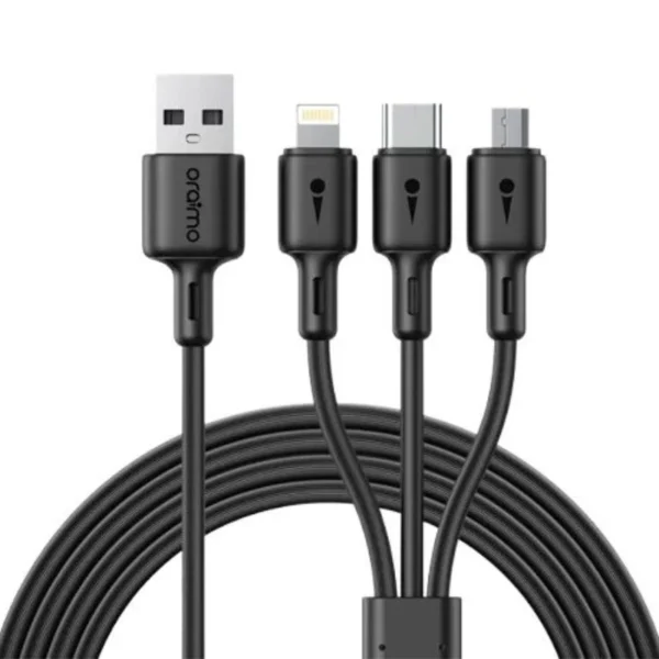 Oraimo Duraline 3 1.2m 3A 3-in-1 Cable Black — OCD-X93