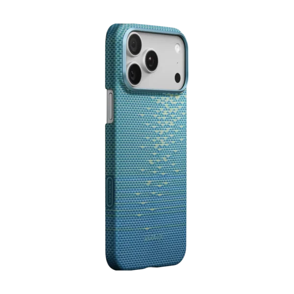 PITAKA Glints of Gold Ultra-Slim Case for iPhone 17 Pro Max — Lucid Blue, PitaTap™ (KI1708AG)