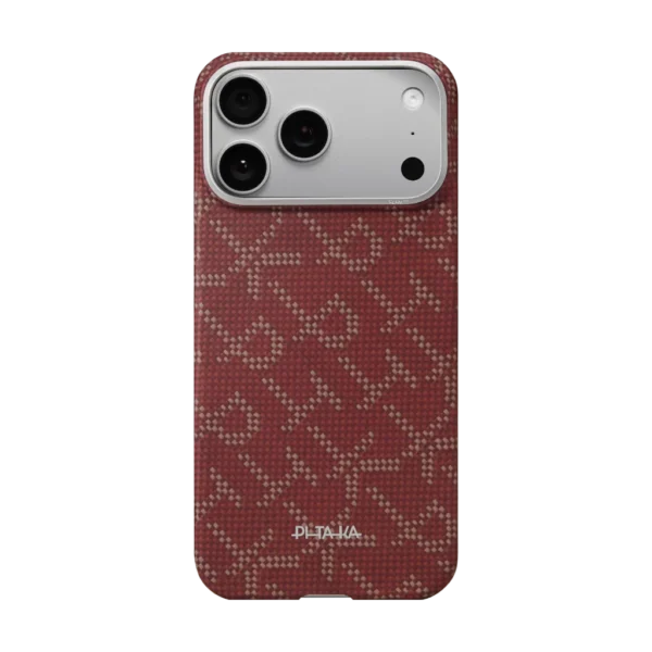 PITAKA Monogram Ultra-Slim Case iPhone 17 Pro Gold/Red – KI1702PTK