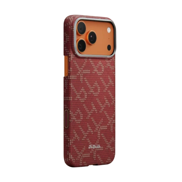 PITAKA Monogram Ultra-Slim Case for iPhone 17 Pro Max Gold/Red – KI1702PTKP