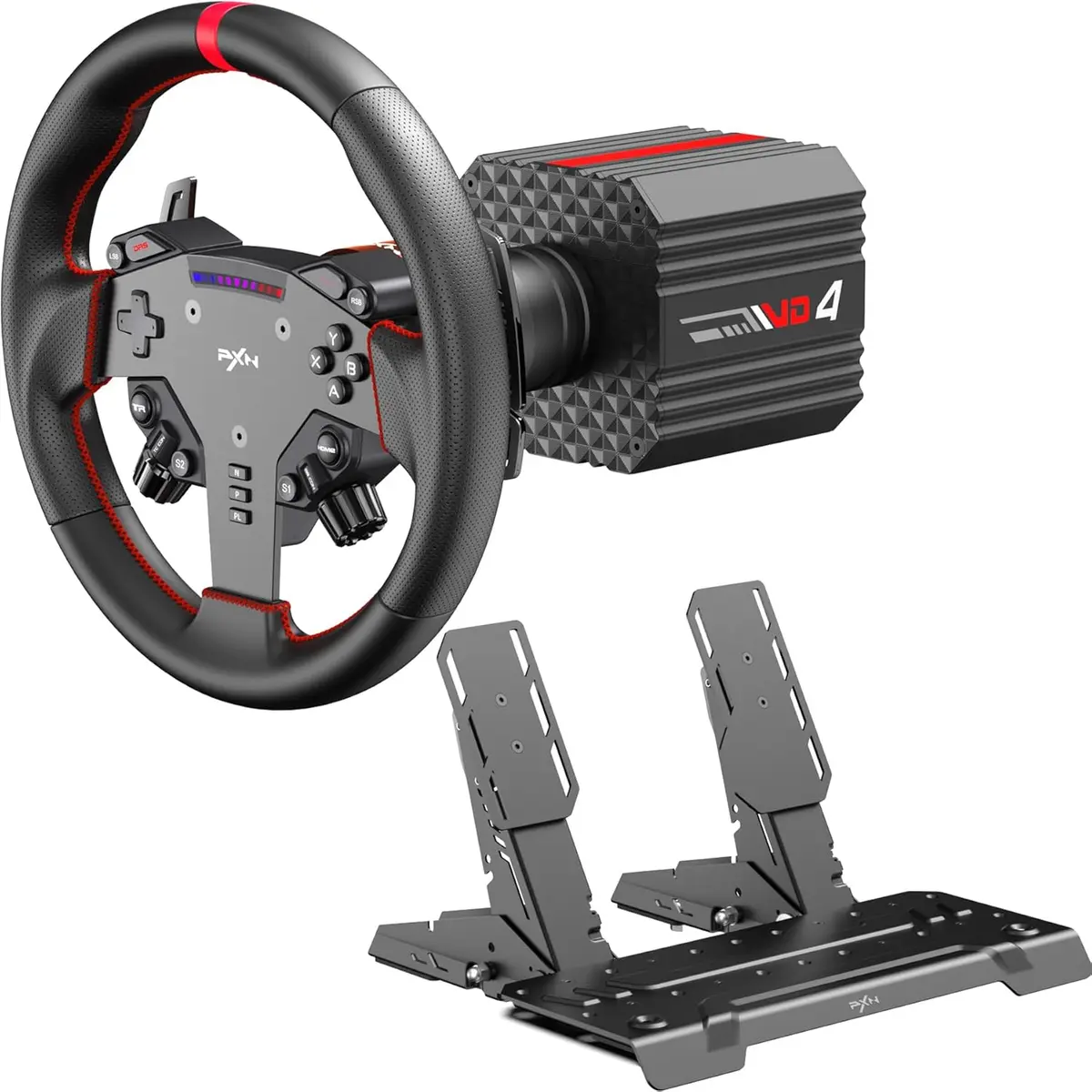 PXN VD4 Direct Drive Racing Wheel Bundle with Pedals for PC