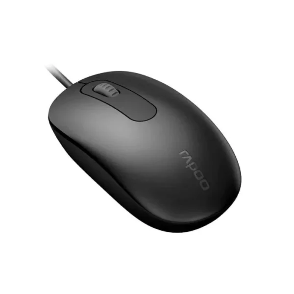 Rapoo N200 Optical Wired Mouse – Black, 1600 DPI