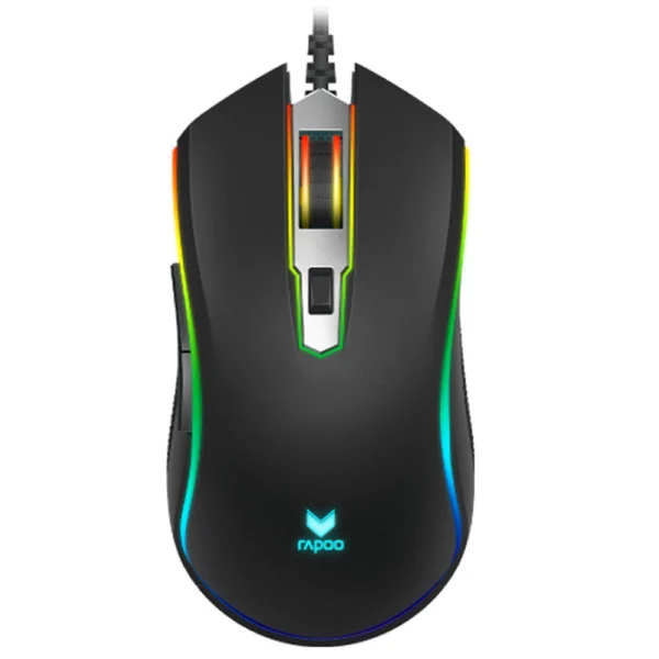 Rapoo V25S RGB Wired Gaming Mouse — 6200 DPI, 6 Programmable Buttons, Black
