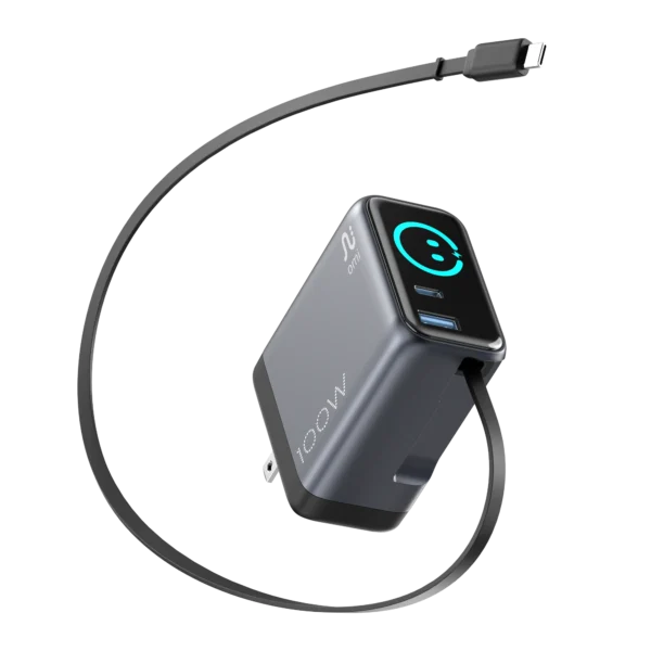 Taar OMI 100W GaN PD Fast Charger with Interactive Display – Retractable Cable