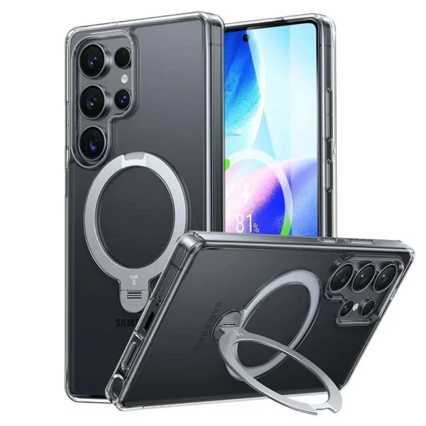 Torras Ostand Spin Magnetic Case for Samsung Galaxy S25 Ultra — Clear (X00FX2186)