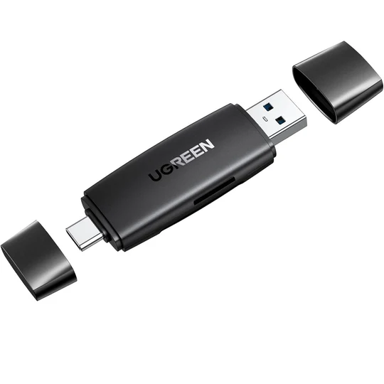 UGREEN CM304 2-in-1 USB-A & USB-C SD/microSD Card Reader – 40296