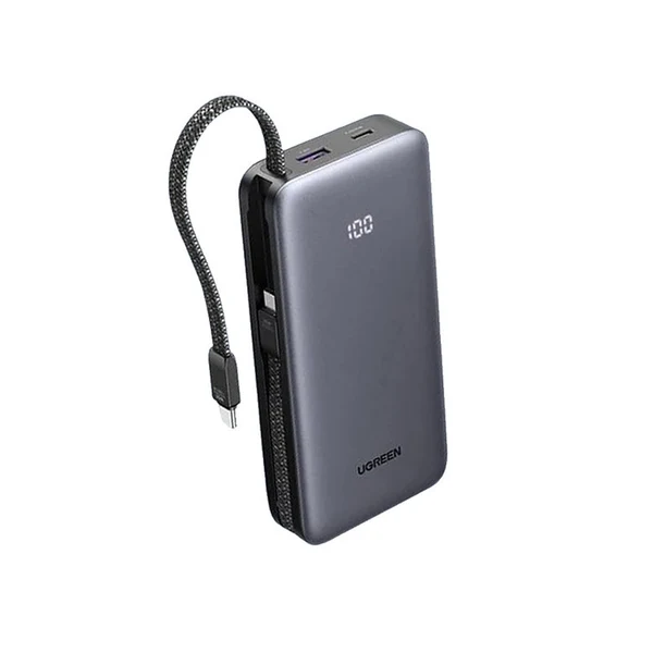 UGREEN 20000mAh 30W Power Bank with Built-in USB-C Cable (55985)