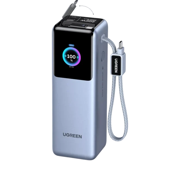 UGREEN 75702 200W 25000mAh Power Bank with Dual Built-in USB-C Cables