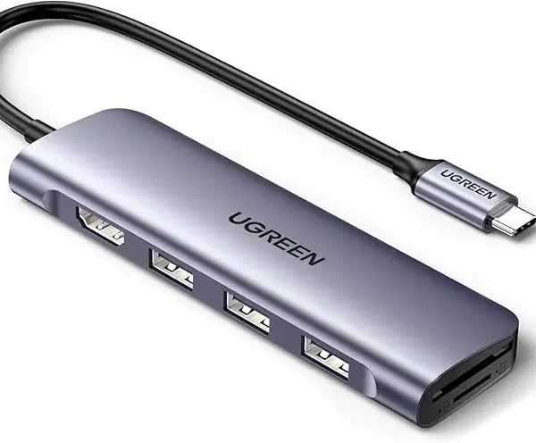UGreen 20956A USB-C to HDMI Hub — 4K HDMI, 3× USB-A 3.0, SD/TF Card Readers