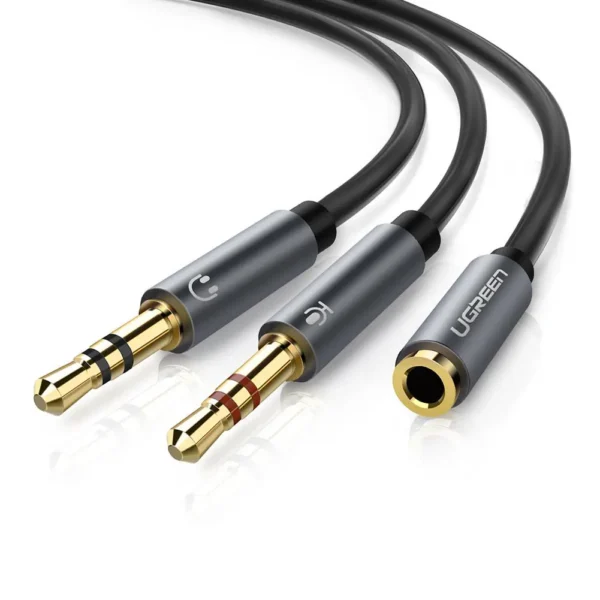 UGREEN 3.5mm TRRS Female to Dual TRS Male Audio Splitter — 20cm (20899)