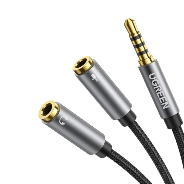 UGREEN 30619 3.5mm Headset Y-Splitter — Dual Female to Male Mic & Audio