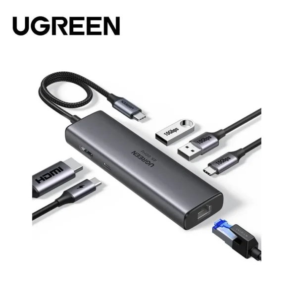 UGREEN 6-in-1 USB-C Docking Station with 4K@60Hz HDMI & Gigabit Ethernet – 45000