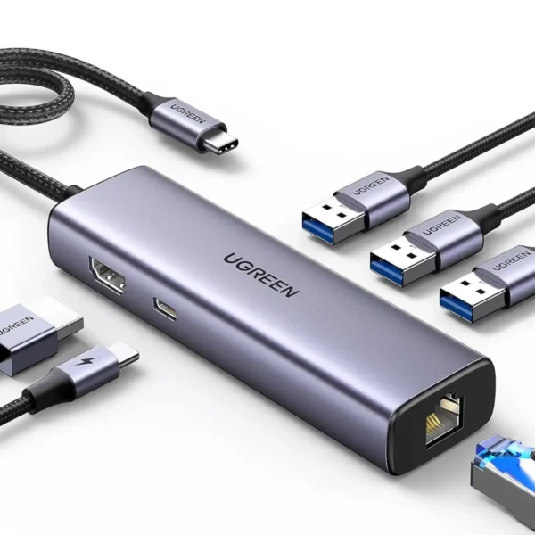 UGreen 6-in-1 USB-C Hub 15598 — 4K HDMI, Gigabit Ethernet, 100W PD