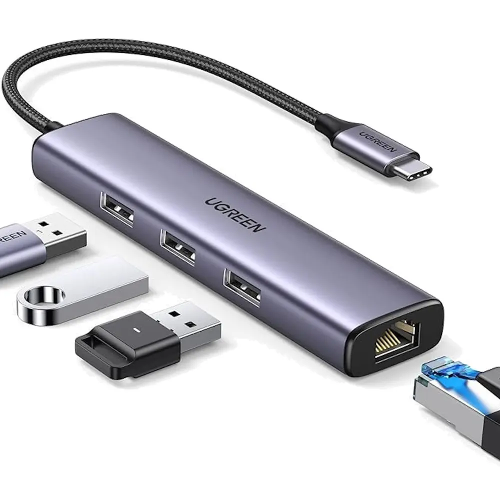 UGREEN 60600 USB-C to 3-Port USB 3.0 Hub with Gigabit Ethernet