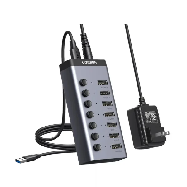 UGREEN 30778 7-Port USB 3.0 Hub — 4 Smart Charging Ports with Switches