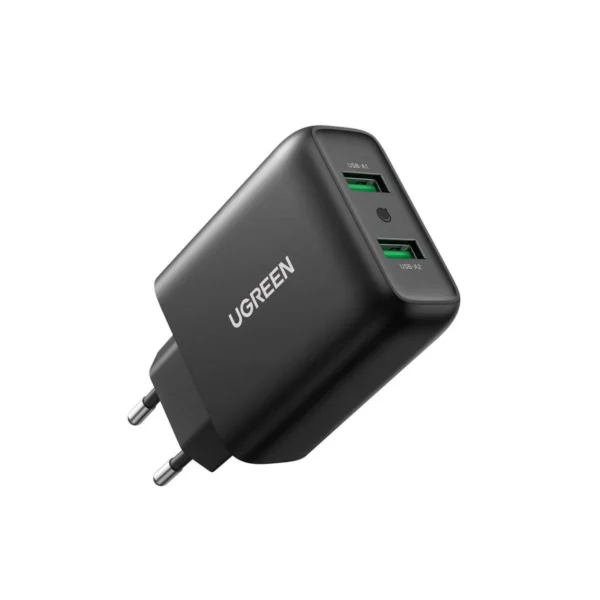 UGREEN CD161 Dual USB-A 36W Quick Charge 3.0 Wall Charger — Black
