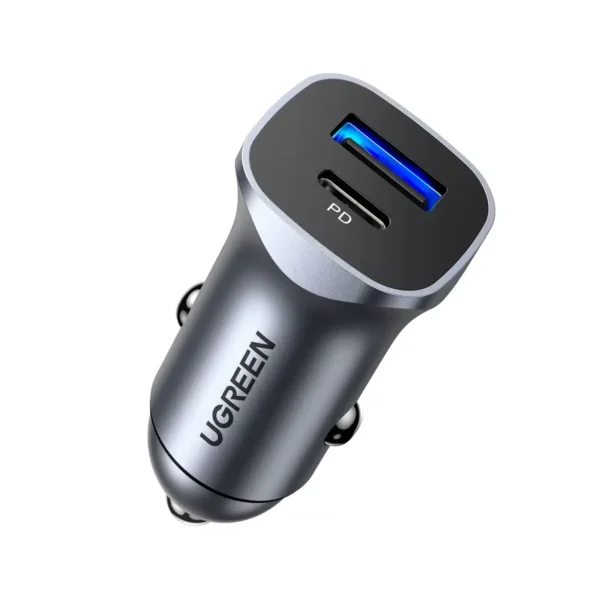 UGREEN Dual-Port USB A+C PD 20W Fast Car Charger – 30780