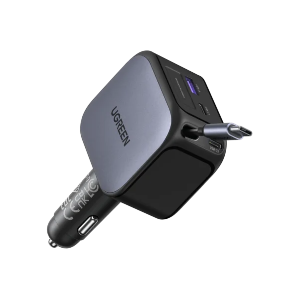UGREEN Nexode Car Charger 145W with Retractable USB-C Cable – 55910