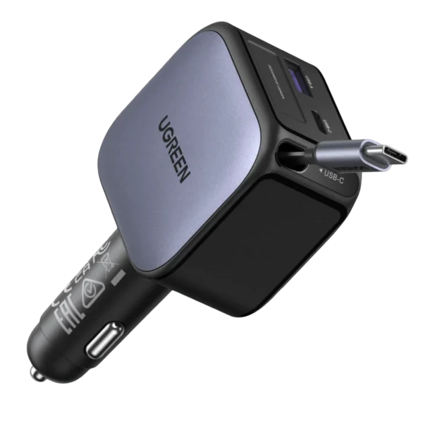 UGREEN Nexode Car Charger 90W with Retractable USB-C Cable – 55909
