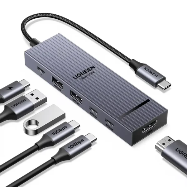 UGREEN Revodok Pro 6-in-1 USB-C 3.2 Hub 10Gbps with 4K HDMI – 45363
