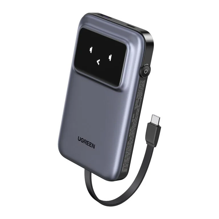 UGREEN UNO Robot 30W Power Bank 10000mAh — Built-In USB-C, 3-Port