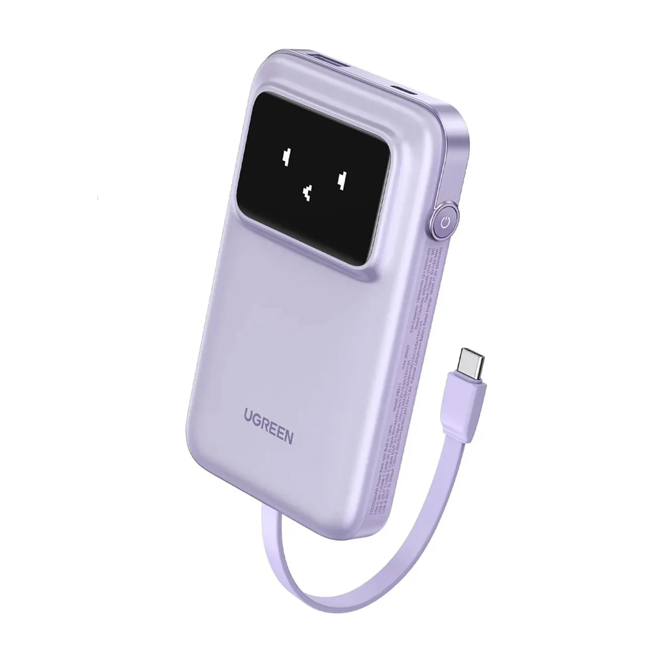 UGREEN UNO Robot 30W Power Bank 10000mAh — Built-In USB-C, 3-Port - Image 2