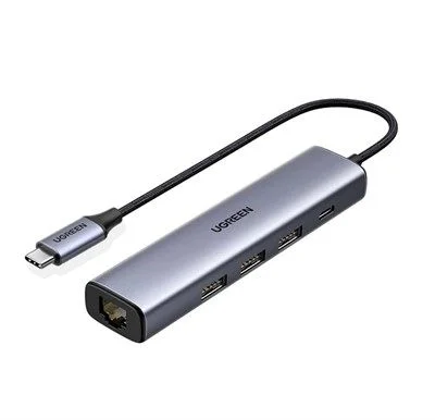 UGREEN 20932 USB-C Hub with Gigabit Ethernet – 3× USB 3.0, 100 W PD Pass-Through