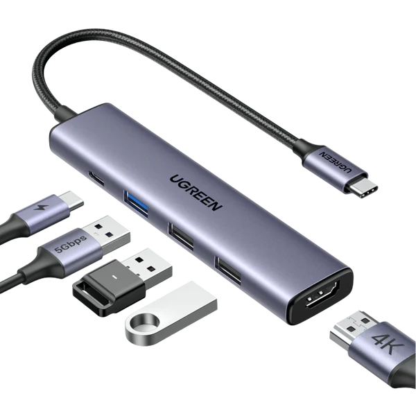 UGREEN 5-in-1 USB-C Multiport Adapter with 100W PD & 4K HDMI – 15495